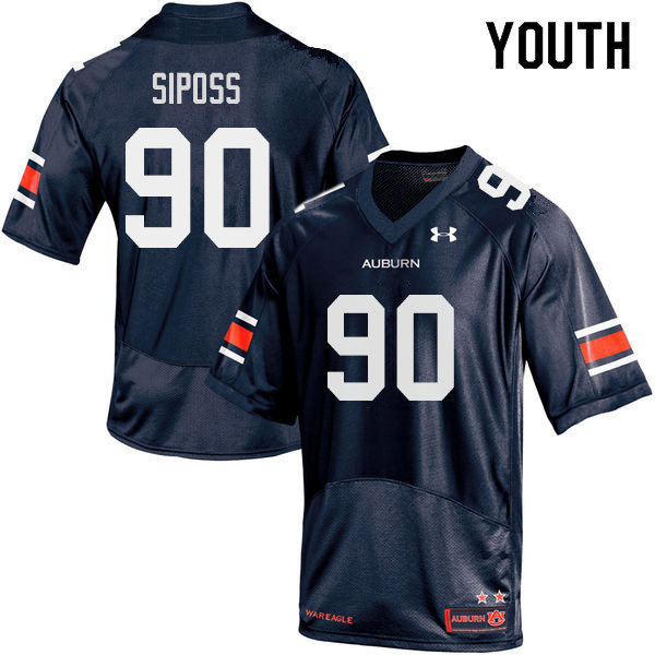 Auburn Tigers Youth Arryn Siposs #90 Navy Under Armour Stitched College 2019 NCAA Authentic Football Jersey NTS6374YF